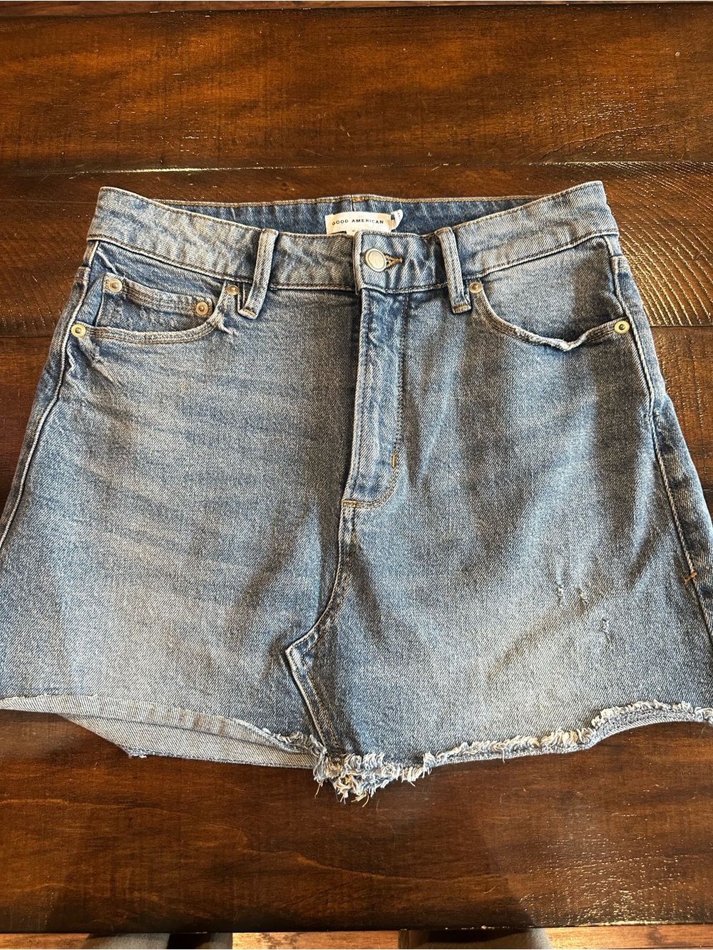 Good American Light Blue Denim Mini Skirt size 26/2